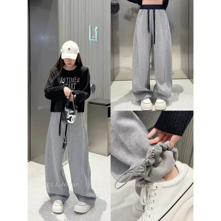 SG / 郭幂幂 AW 慵懒休闲风 腰头撞色加绒抽绳弯刀裤K-20253186