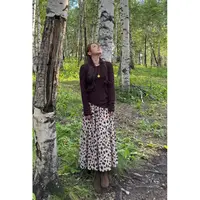 NANJIE/楠姐【狂野缪斯】琥珀流光风秋季气质豹纹元素上衣半裙套装