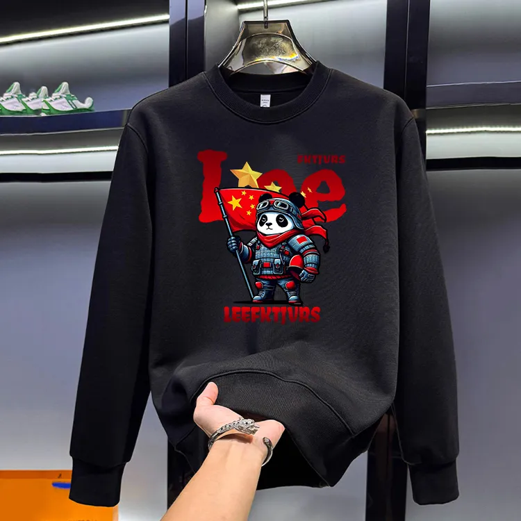 2025新款秋冬潮牌爆款圆领卫衣男款潮流休闲男士加绒保暖长袖上衣