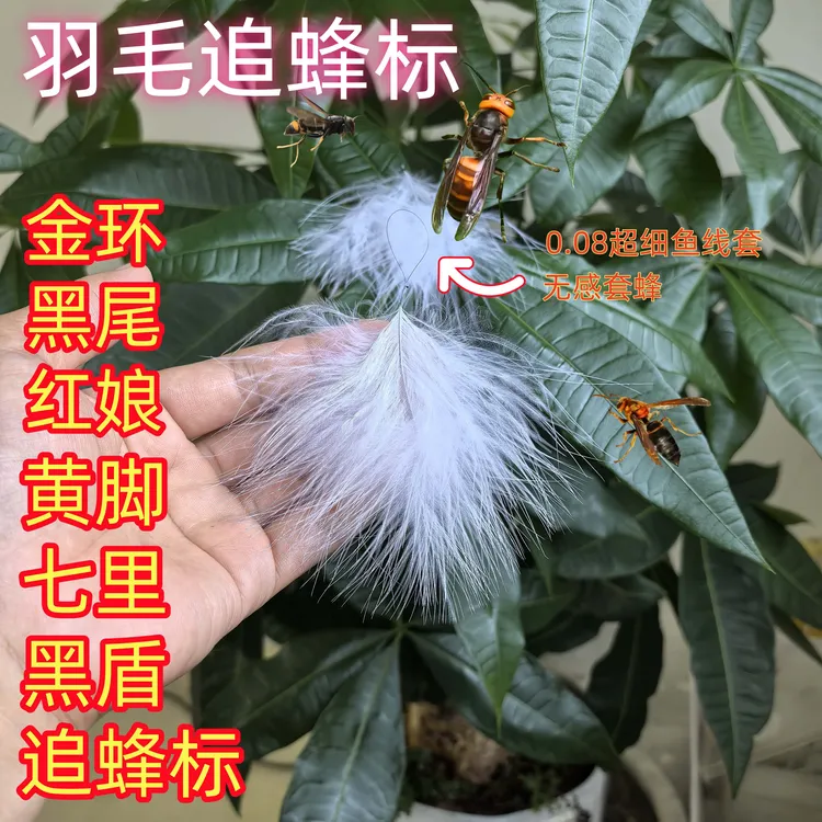马蜂标追蜂标金环羽毛标无人机用专业寻蜂抓马蜂追踪神器黄脚黑盾