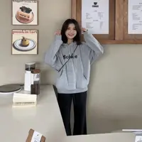 【SJNQ】慵懒配方~韩系加绒字母印花连帽卫衣 