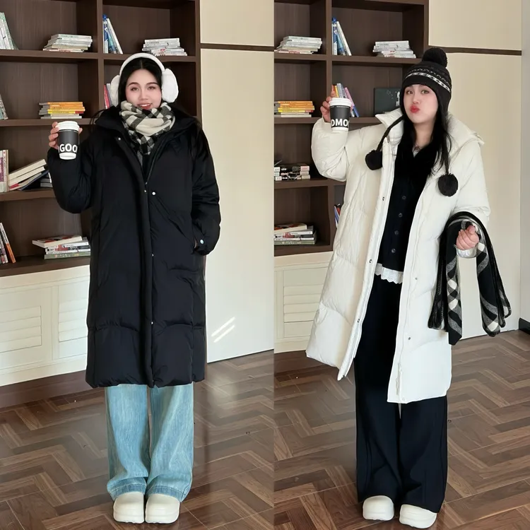 花契“爱尔兰雪”大码女装显瘦200斤胖mm-90白鸭绒羽绒服15098-F