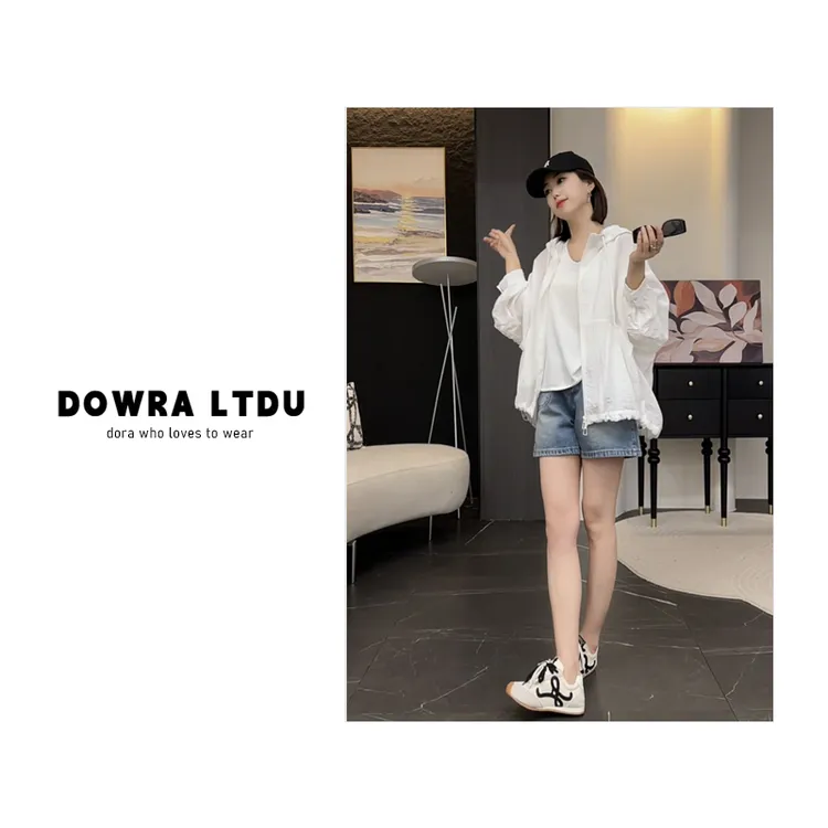 朵拉【南法周末】2025年夏季新款纯色连帽长袖防晒外套女302-250466