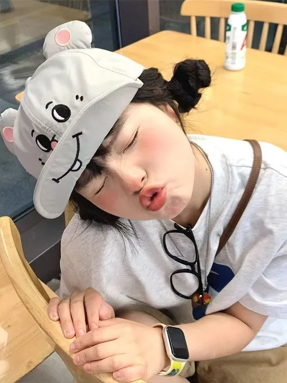 叛逆大鼠～可爱超萌灰耗子老鼠耳朵翻檐鸭舌帽子女夏轻薄遮阳透气