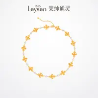【门店同款】莱绅通灵999足金黄金钻石项链 传世金花嫁 鸢尾花开