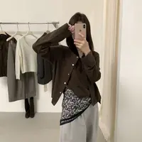 C/23277 韩系简约长袖针织开衫+吊带背心套装 9-23