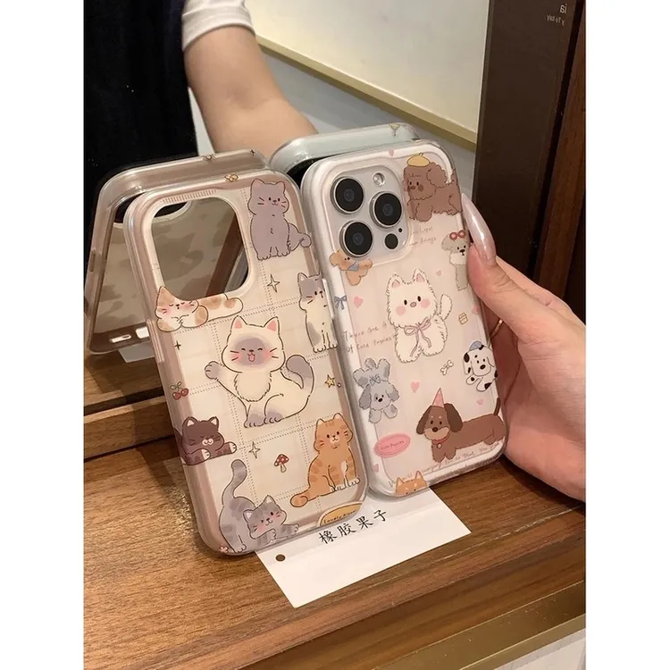 ins秋冬小众可爱小猫小狗适用iPhone16promax手机壳苹果15pro/14