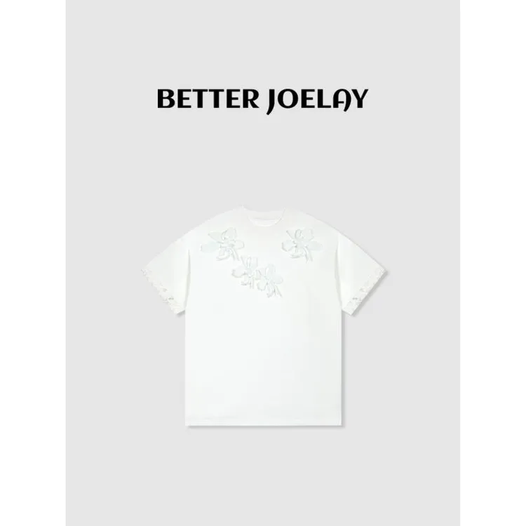 BETTER JOELAY-中大版【雪绽花姿】可爱百搭短袖T恤休闲风GG0250