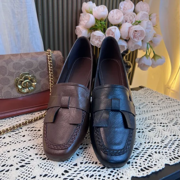 新款法式粗跟方头单鞋软底软面舒适百搭休闲女鞋1101