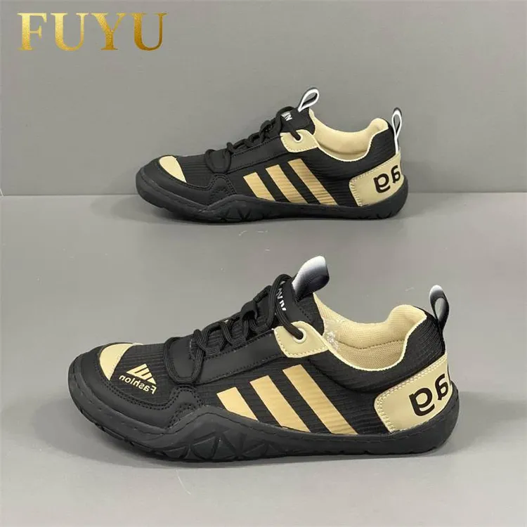 男鞋百搭秋冬新款透气布面软底三道杠撞色拼接字母休闲运动鞋