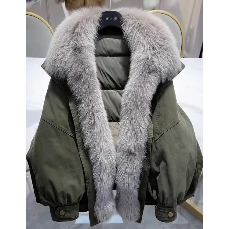 大毛领派克服棉服女短款小个子2025新款冬季加厚保暖休闲棉衣外套