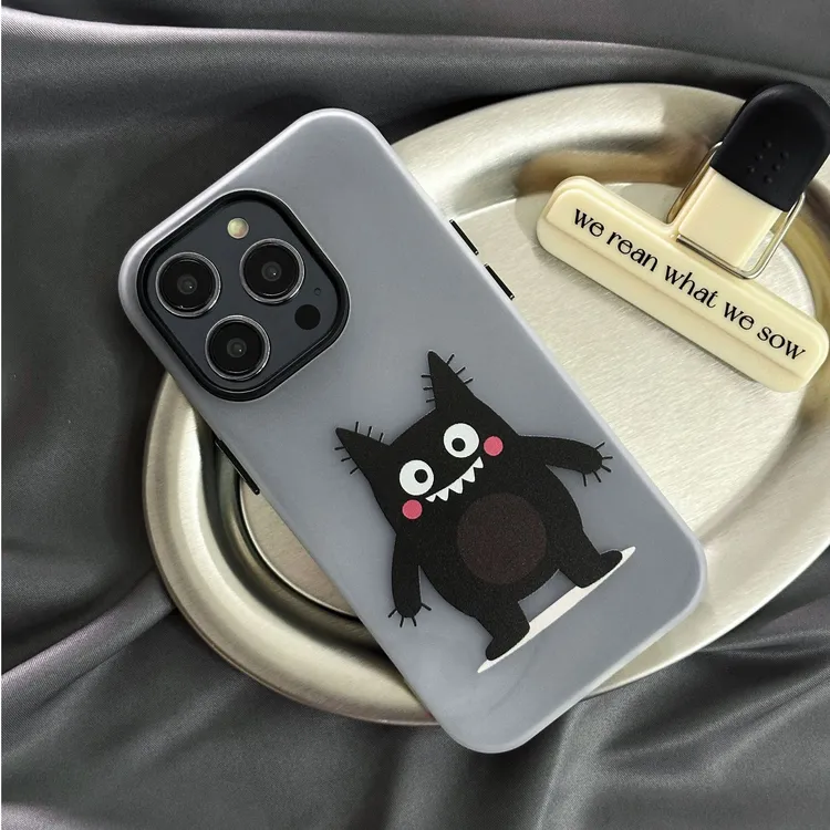 果冻壳适用iphone16小众黑色手机壳软壳丑萌ins风卡通保护套创意