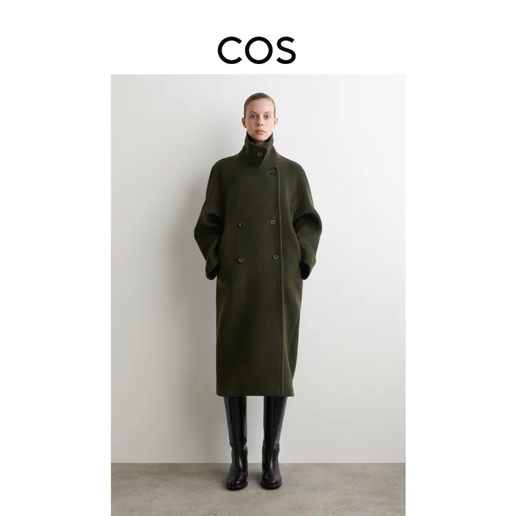COS女装 宽松版型静奢风羊毛混纺骑士大衣2025秋季新品1245359004