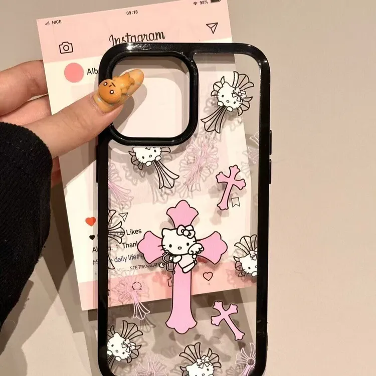 十字架KT猫适用苹果16手机壳iPhone14小众15创意13透明12promax