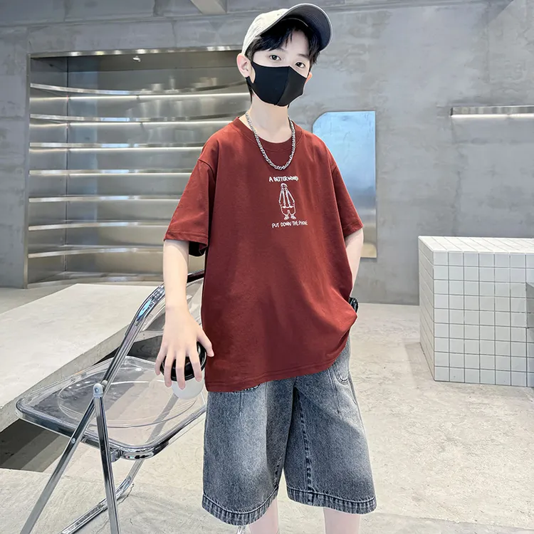 男童夏季套装2025新款帅气时髦体恤男孩中大儿童夏季运动两件套潮