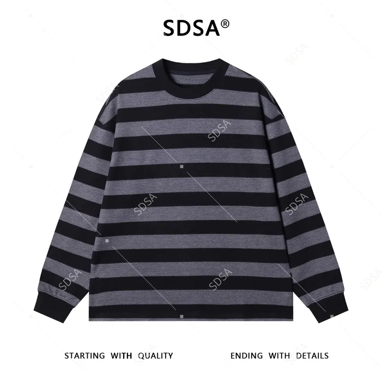 SDSA男士秋冬新款痞帅男装韩版撞色条纹针织圆领卫衣舒适百搭上衣