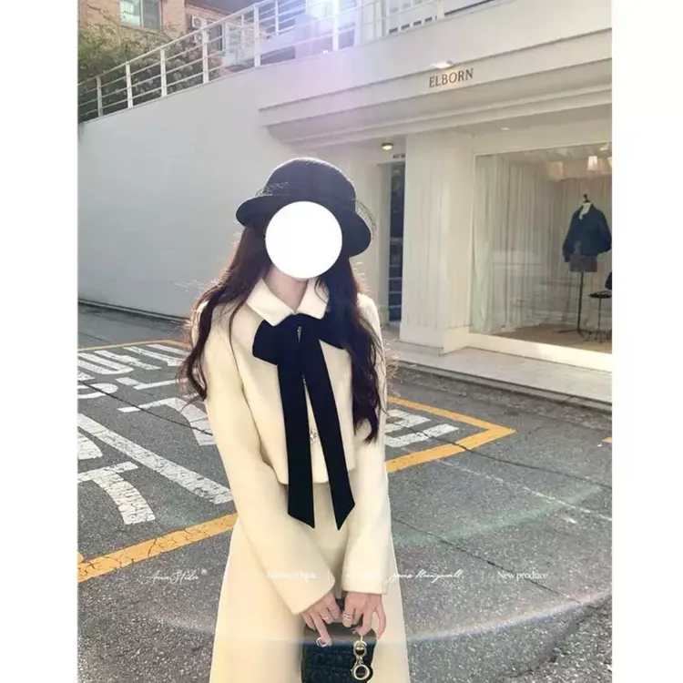 2025秋冬穿搭一整套高级感温柔风富家千金贵气小香风毛呢套装裙女