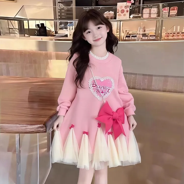 女童连衣裙春秋季2025新款儿童洋气卫衣裙秋装女孩甜美长袖公主裙