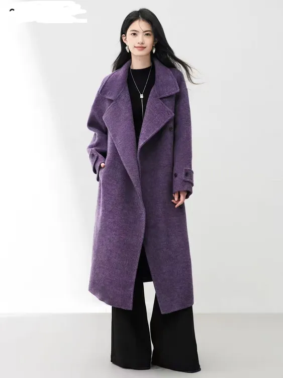 2552秋冬毛呢外套宽松大衣双面呢冬季气质毛呢