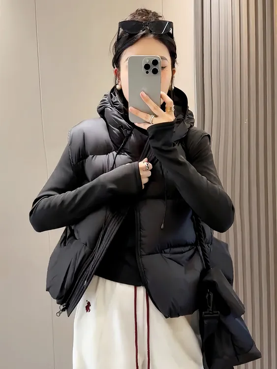 爆款连帽马甲女款2025新款秋冬季外穿显瘦羽绒背心马夹短款外套