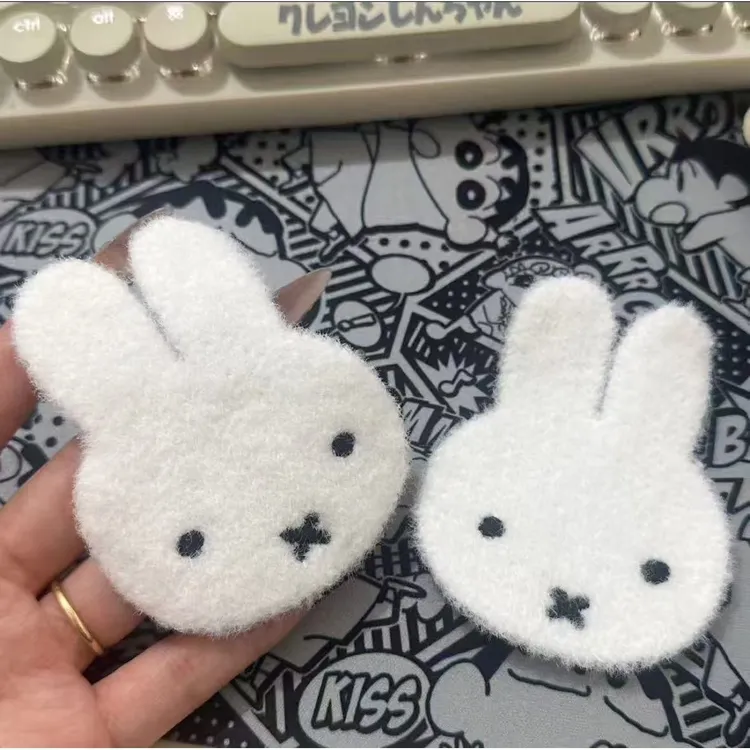 自制米菲兔毛绒卡通发帖刘海贴甜美少女讹钱无痕魔术贴发饰