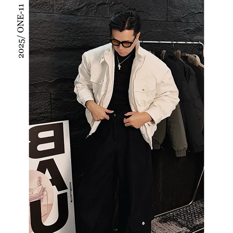 美式复古户外防风立领冲锋衣棉服男冬季加厚保暖宽松飞行员外套