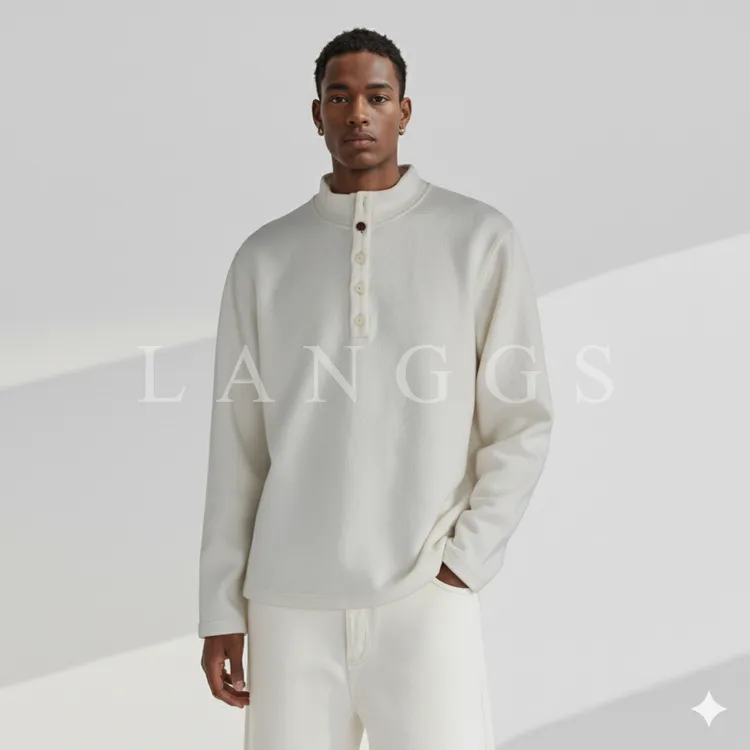 LANGGS&浪叔 【第五颗纽扣】25冬季针织亨利领套头内搭打底-FW54125