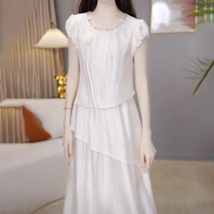 高档冰丝时尚气质套装礼服裙2025夏季新款洋气减龄上衣裙子两件套