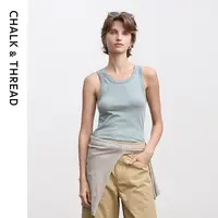CHALK&THREAD内搭弹力修身微收腰夏日透气感棉织前后双U领背心