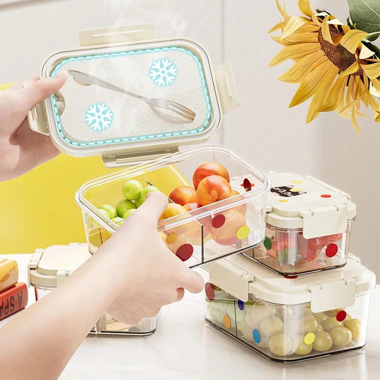 水果便当盒儿童小学生食品级专用上班族便携外带盒叉子分格保鲜盒