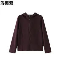 软黄金云朵羊毛拼麻丝公主连帽外套 A332