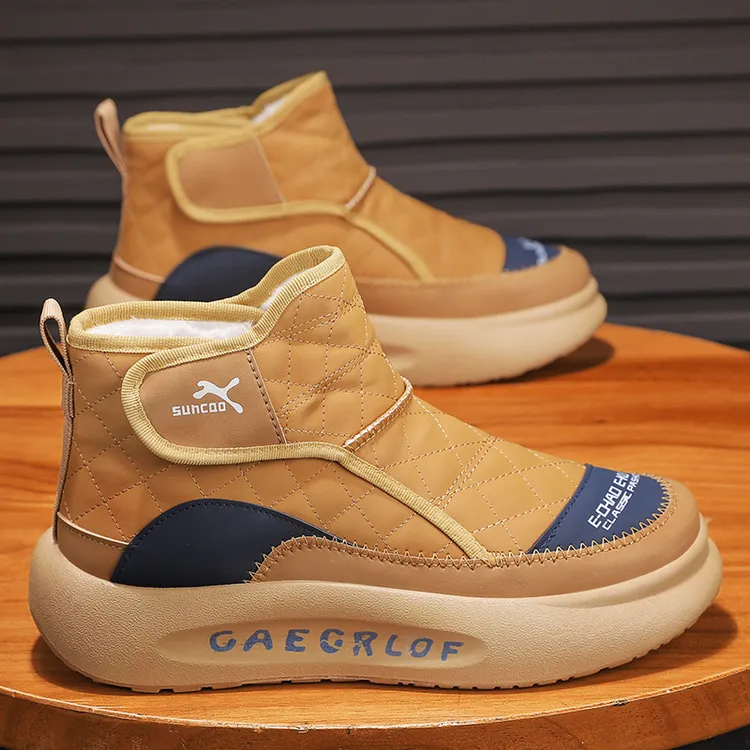 男鞋秋冬季青少年百搭潮流抗冻防滑耐磨小众时尚加绒加厚鞋雪地靴