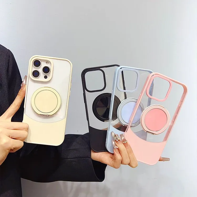 适用iPhone16Promax磁吸手机壳透明拼接360旋转支架苹果15保护套