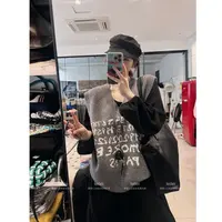 晶咕【轻启秋日】韩系宽松V领字母图案大版针织马甲