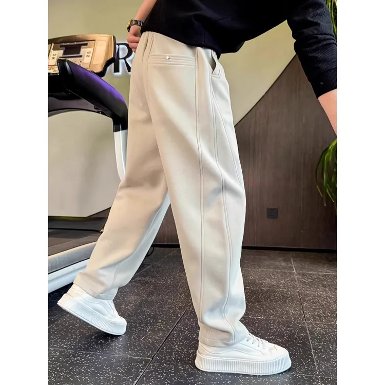 秋冬男款重磅卫裤纯色百搭运动裤潮牌加绒加厚裤子休闲痞帅高级感