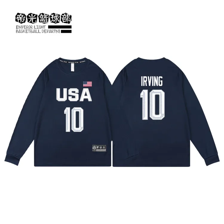 美国男篮欧文里约梦之队训练速干投篮服长袖 美式库里篮球运动T恤
