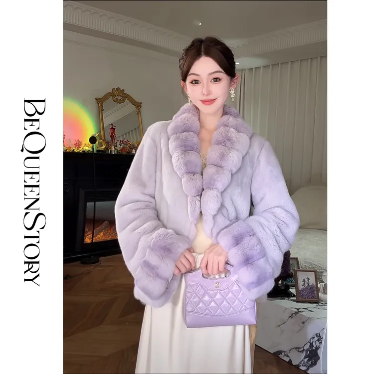  余潇潇【典藏美貌】轻奢重工半抽刀内里桑蚕丝外套水貂毛皮草冬季