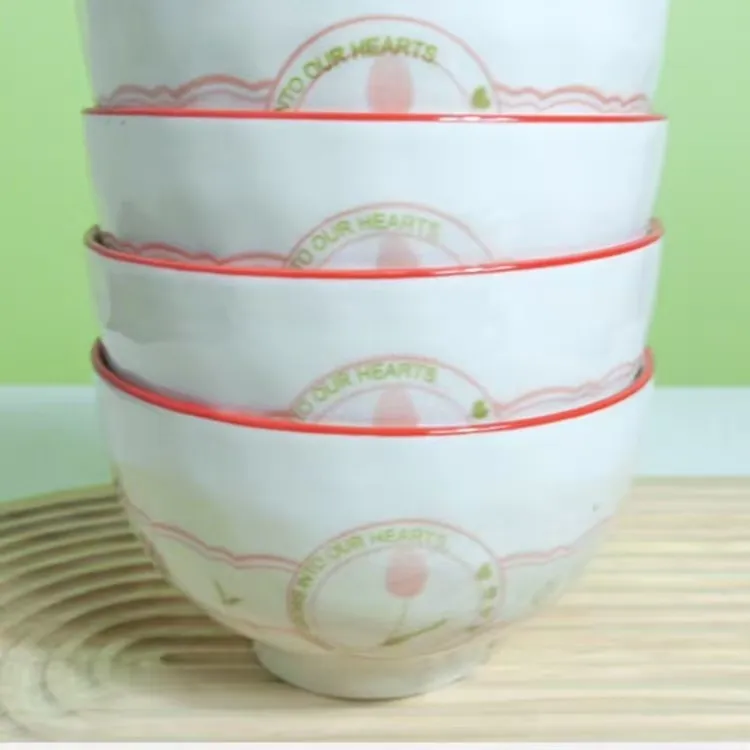 田园小花5.3英寸碗8只装高温釉下彩陶瓷面碗