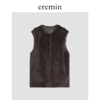 DE Mincollection澳毛美丽奴羊毛简约廓形通勤叠穿皮草马甲56010