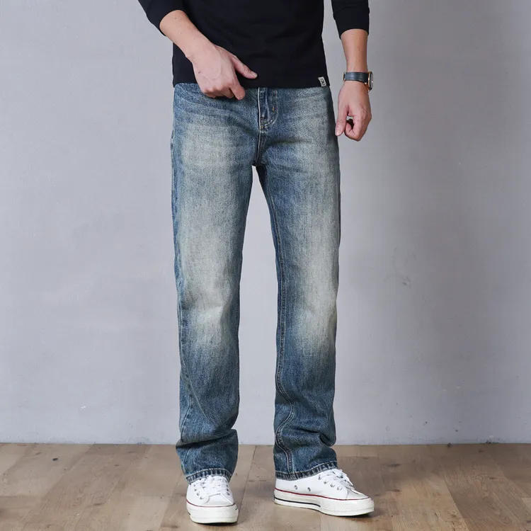 SEVENTH/第七路【红标】秋冬厚款宽松直筒版型无弹时尚蓝色牛仔裤男