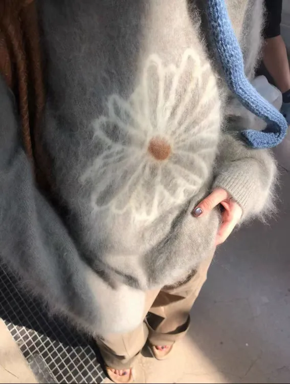 S9633 太阳花 团长袖毛衣圆领针织衫休闲风慵懒上衣