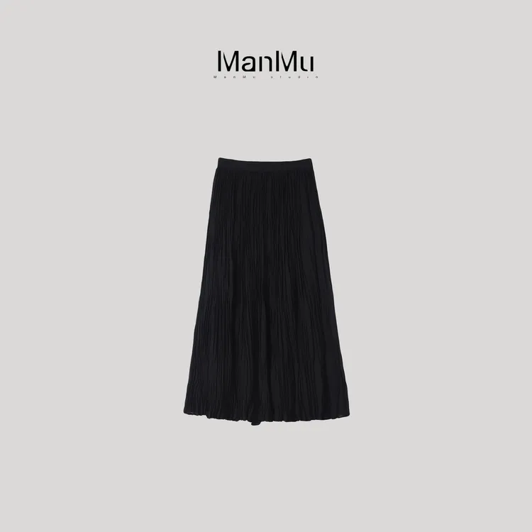 满目ManMu 【张琪专属】高级定制秋冬时尚百搭黑色半裙350719