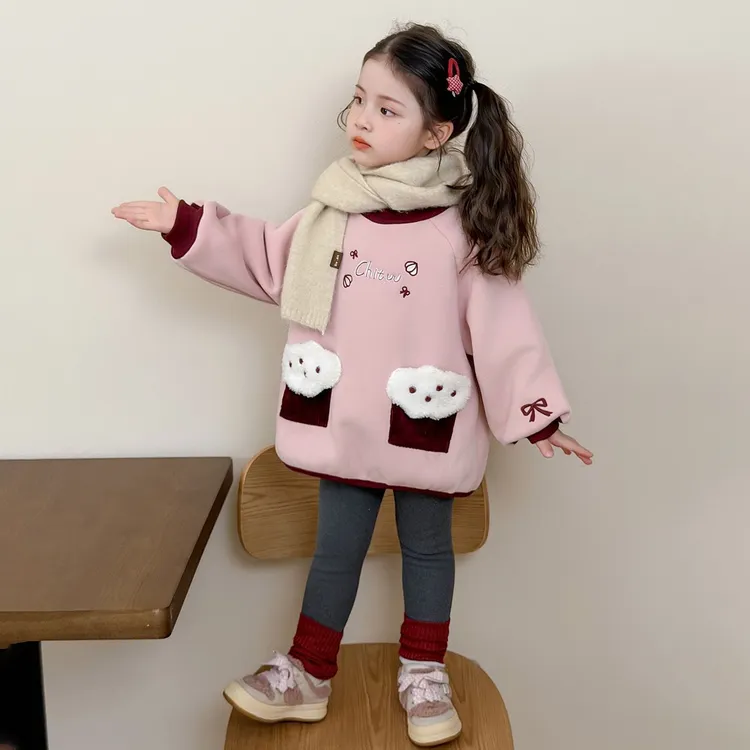 女童秋冬长袖防脏吃饭罩衣幼儿园宝宝反穿衣防水护衣可外穿围衣