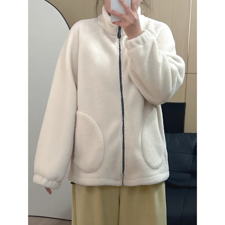 【咔咔】糕糕绒拉链外套-保暖防风拉链立领常规短外套宽松insK0529