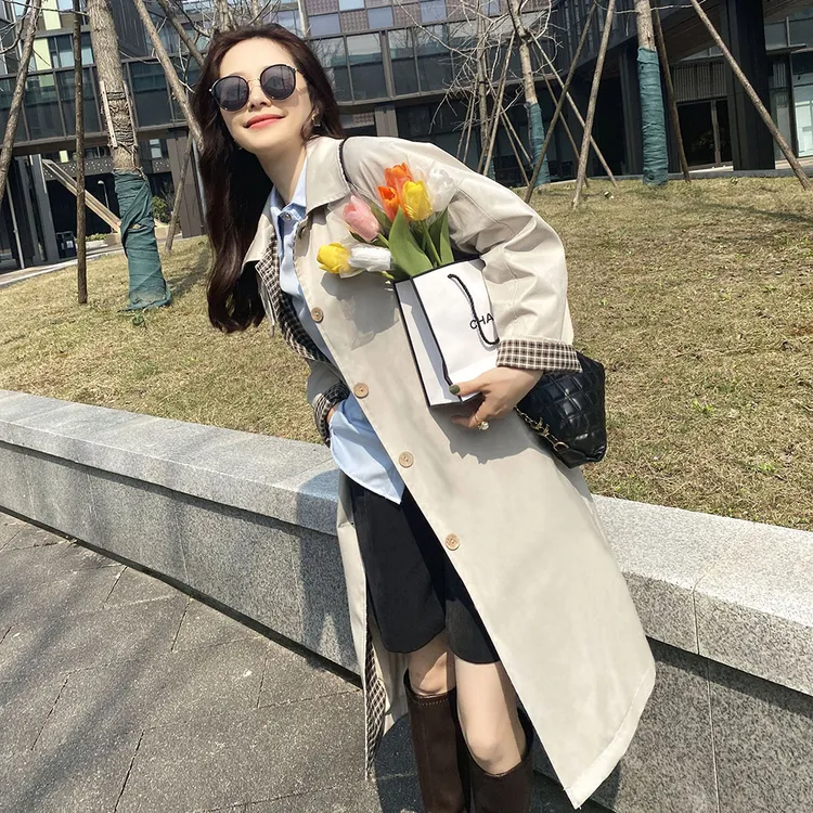 小个子风衣女外套2025春秋新款中长款宽松英伦风高级感挺括薄大衣