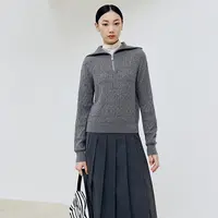 【王雪糕专属】firststation翻领花式织法宽松套头针织毛衣女9572A