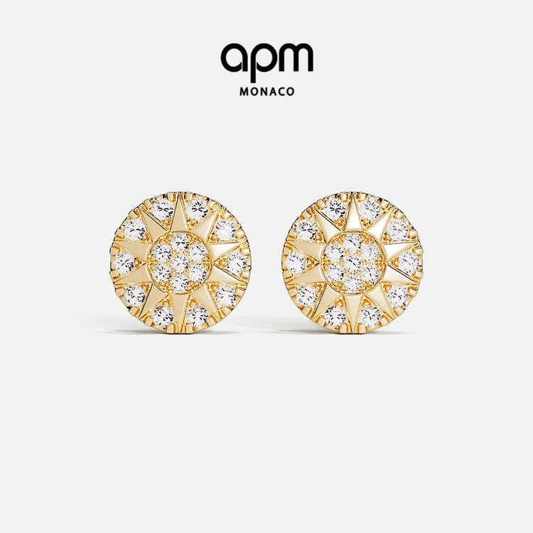 APM Monaco 太阳花形耳钉垂坠轻奢设计明星同款饰品耳饰高级感