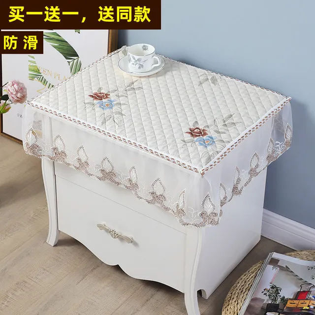 【买一送一】床头柜盖巾蕾丝多用盖布防滑小桌布卧室床头柜防尘罩