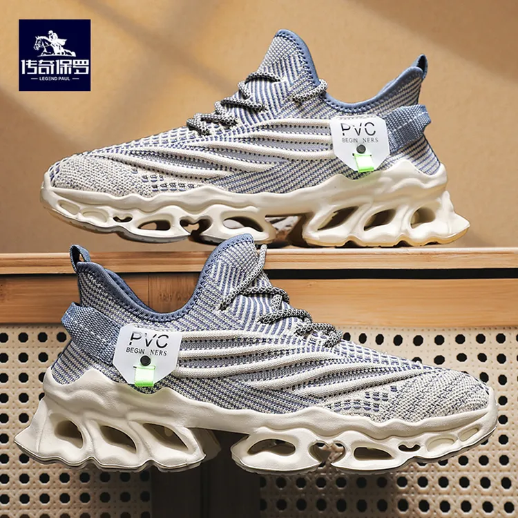 传奇保罗男士飞织鞋夏季透气新款厚底运动男鞋时尚休闲网面椰子鞋