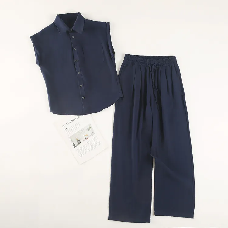 【亚麻】短袖套装宽松纯色套装吊带休闲风薄款国风夏季F团